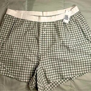 ⭐️ NWT Hollister Gilly Hicks Green Gigham Print Boxer Shorts Size XXL